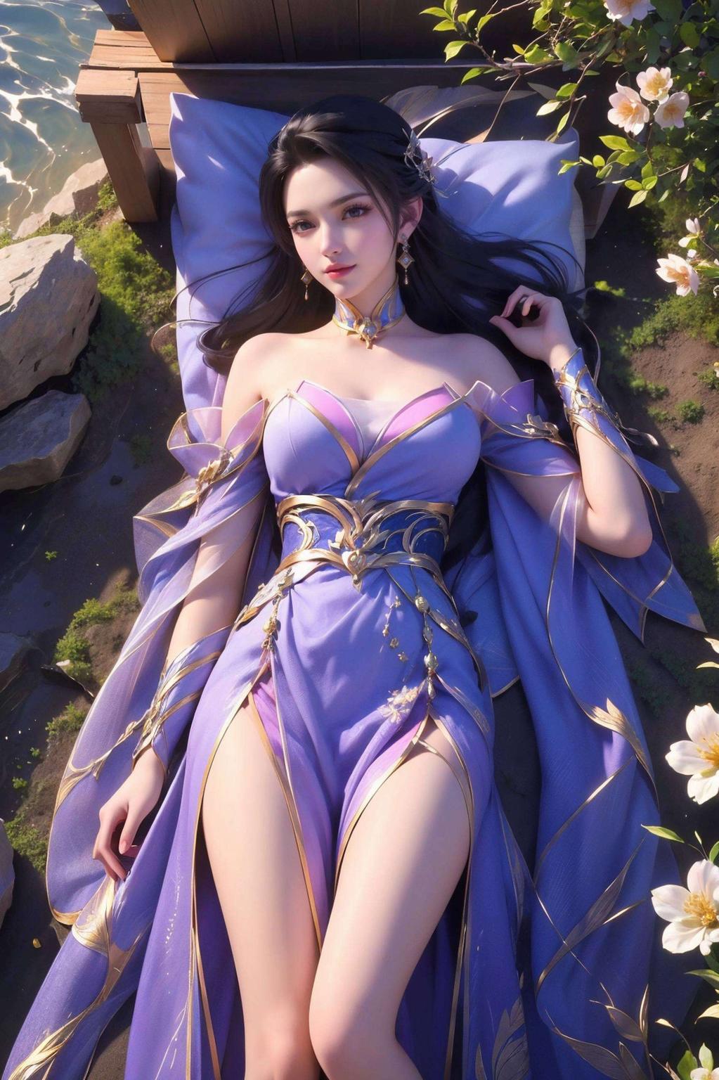 楚灵玉身着黑裙如墨染玉