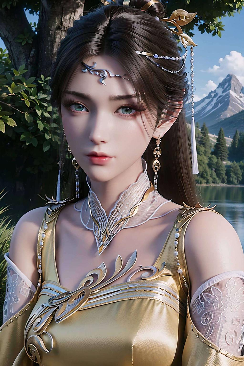 护眼像素美如画金瓶儿壁纸嵌圆环