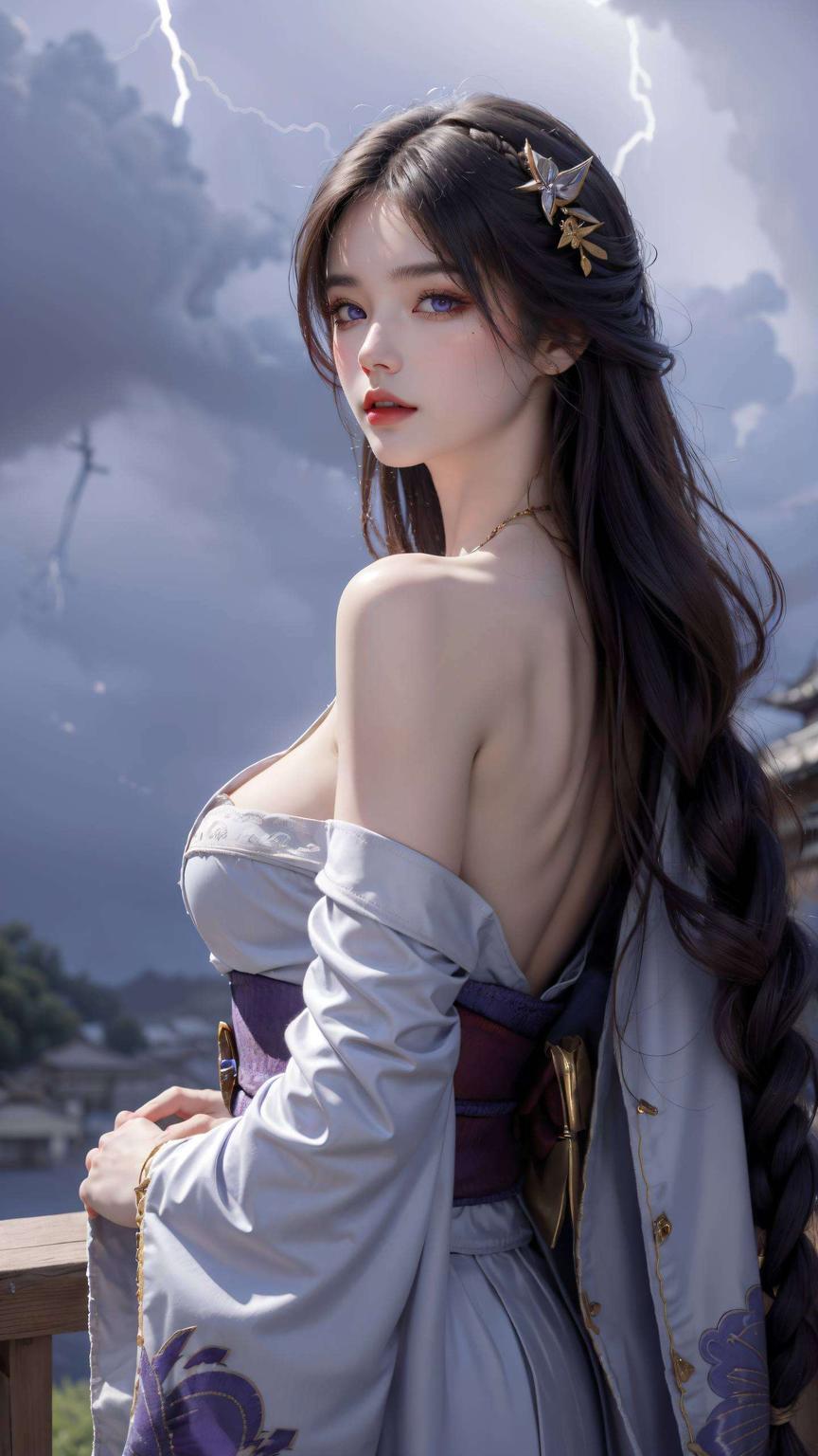 这组元神雷电将军的伤感精细艺术壁纸细节入微