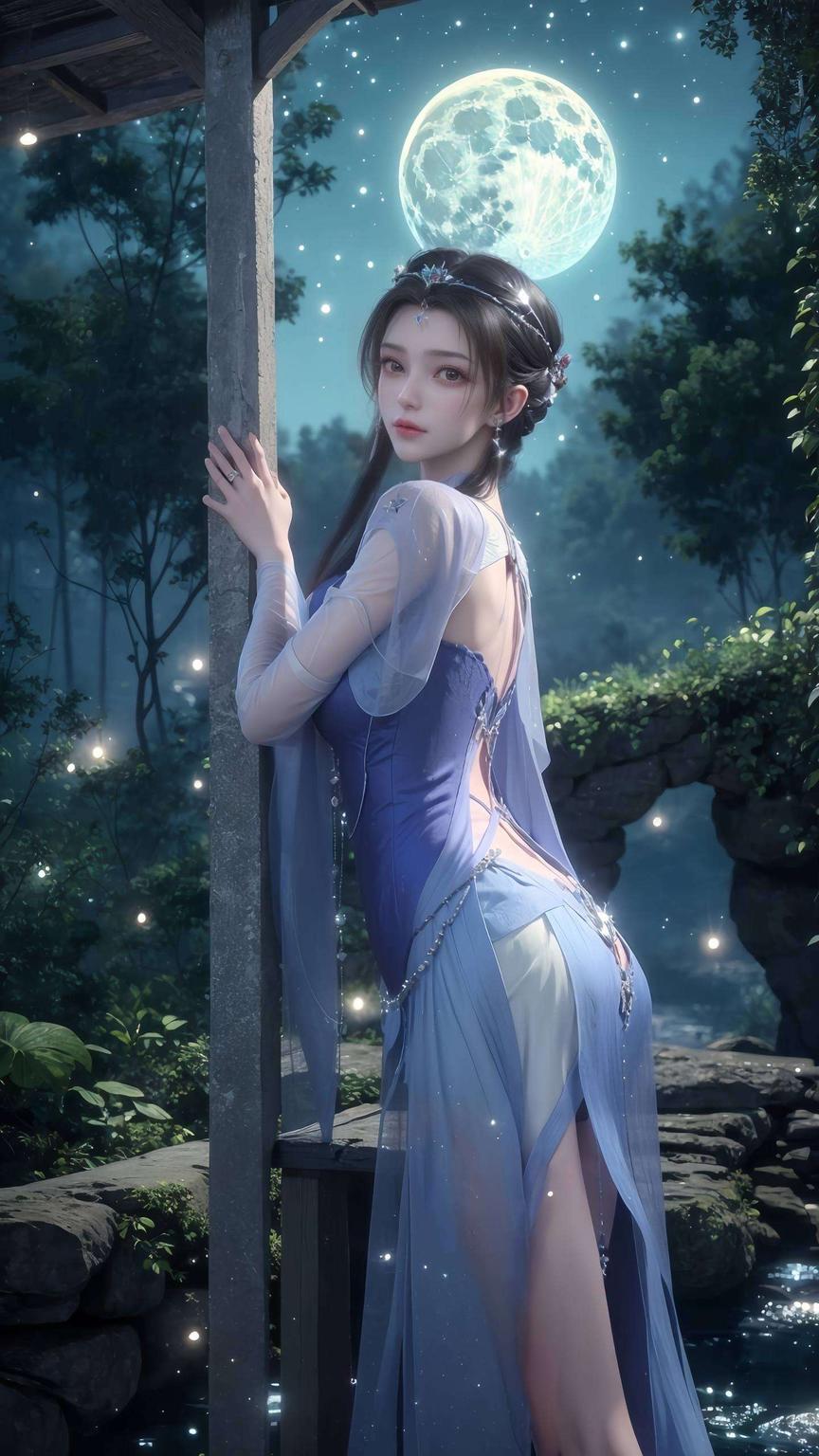 以国漫女神李慕婉为主题细腻描绘