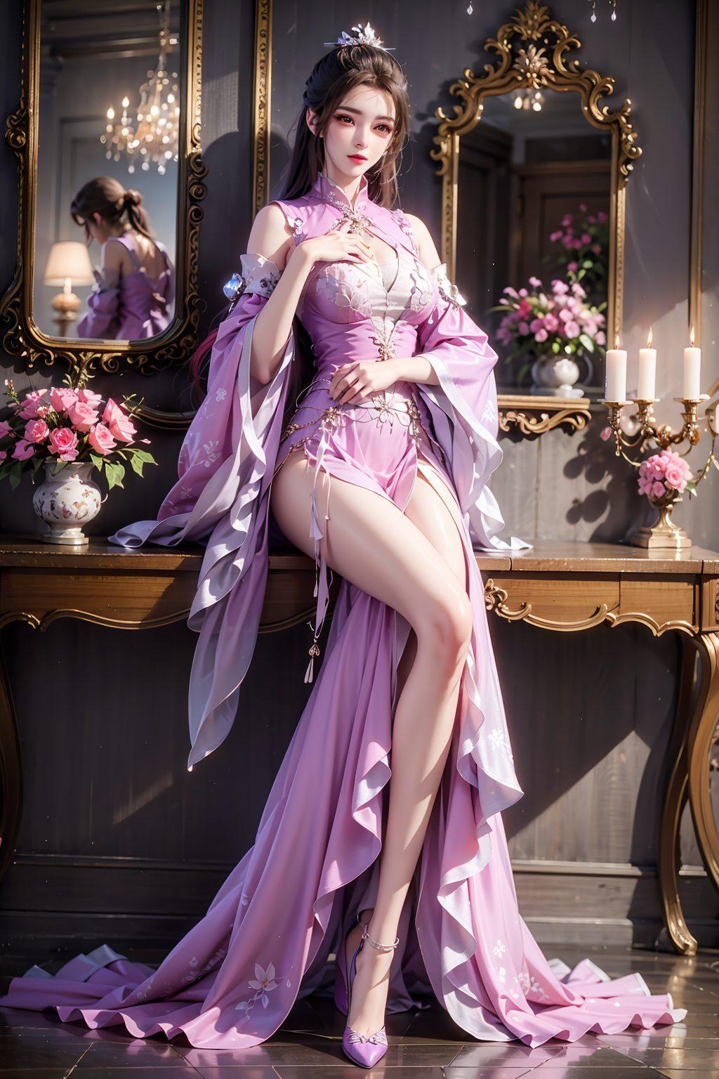 AI素材的细腻质感仙逆柳眉挺胸