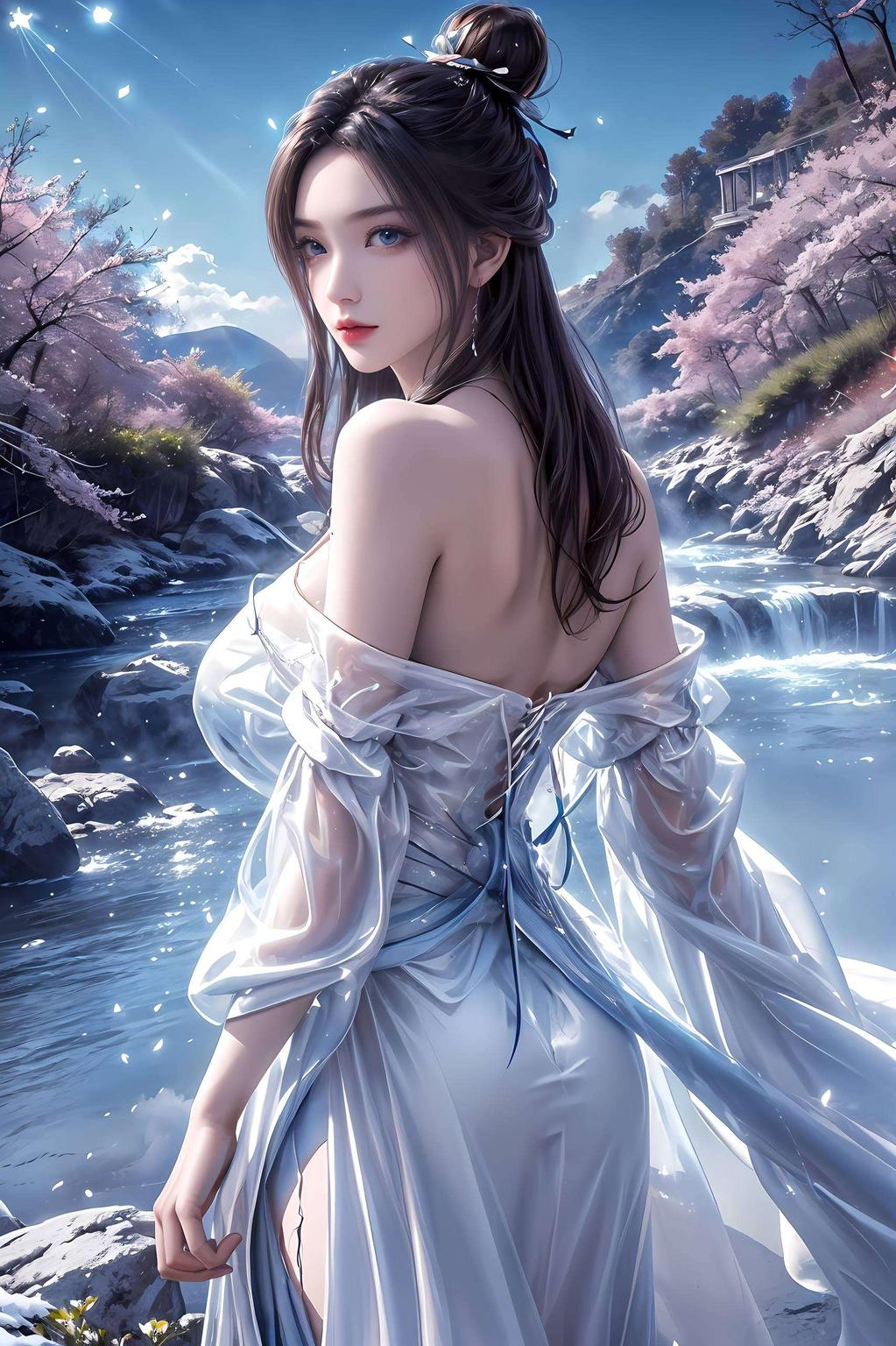 眼神中藏着不屈的坚韧清冷脱俗