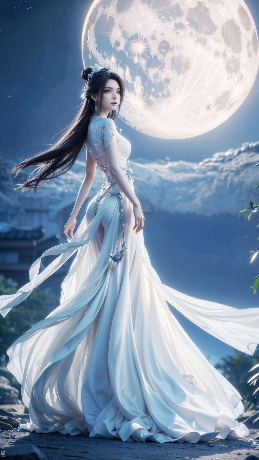 仿佛置身仙境皎洁月光下