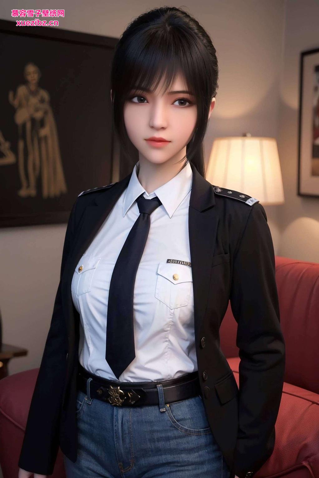 忧郁眼神感受AI素材雄兵连琪琳脸部壁纸的独特魅力