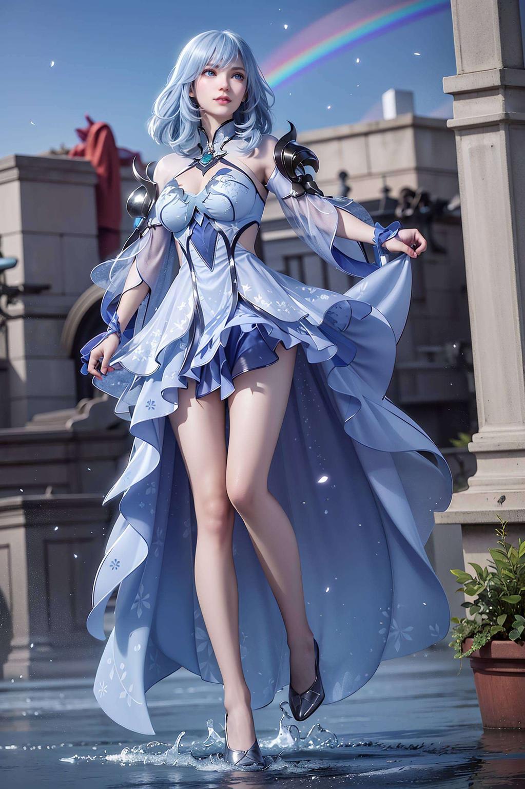 以水冰儿的高清全屏形象为主题这款紫色古风电脑壁纸