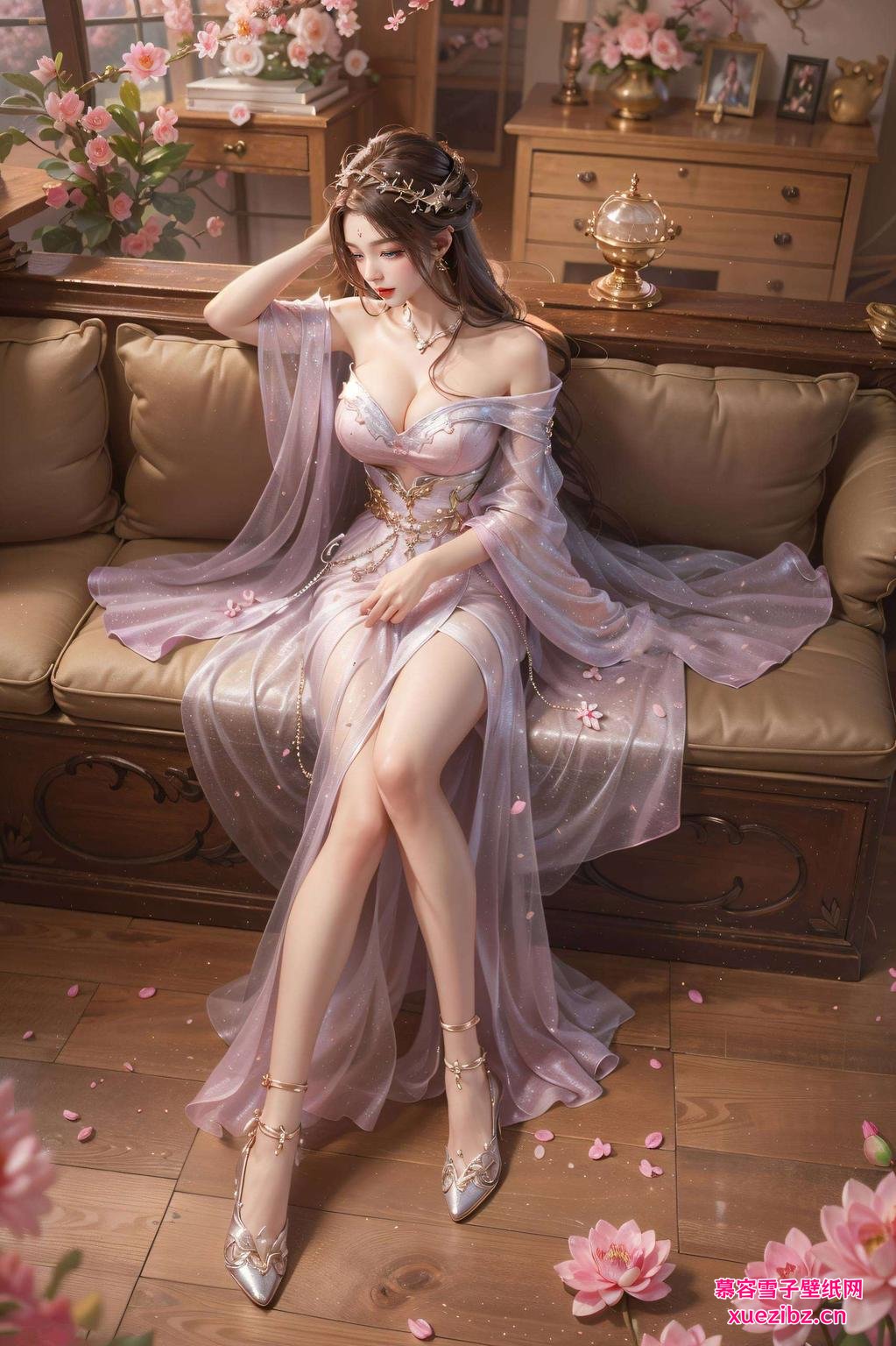 这款静态精细的月婵背影高清壁纸静谧的夜晚