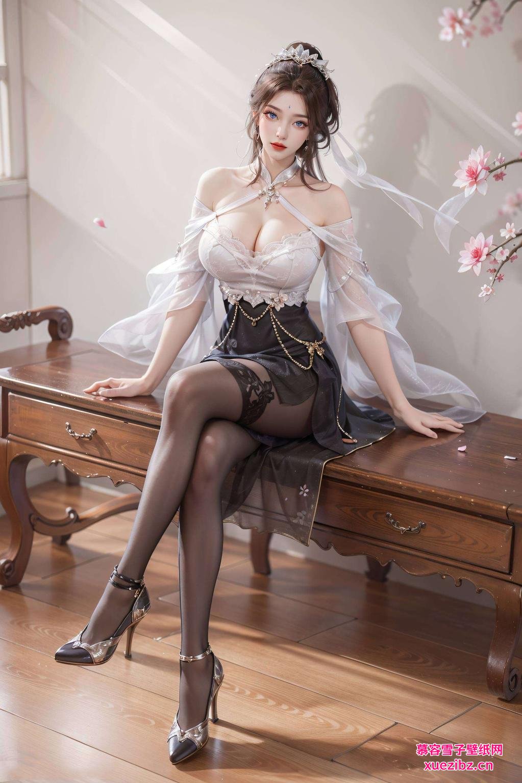 这款月婵电脑版壁纸细腻描绘了月神婵娟的优美姿态