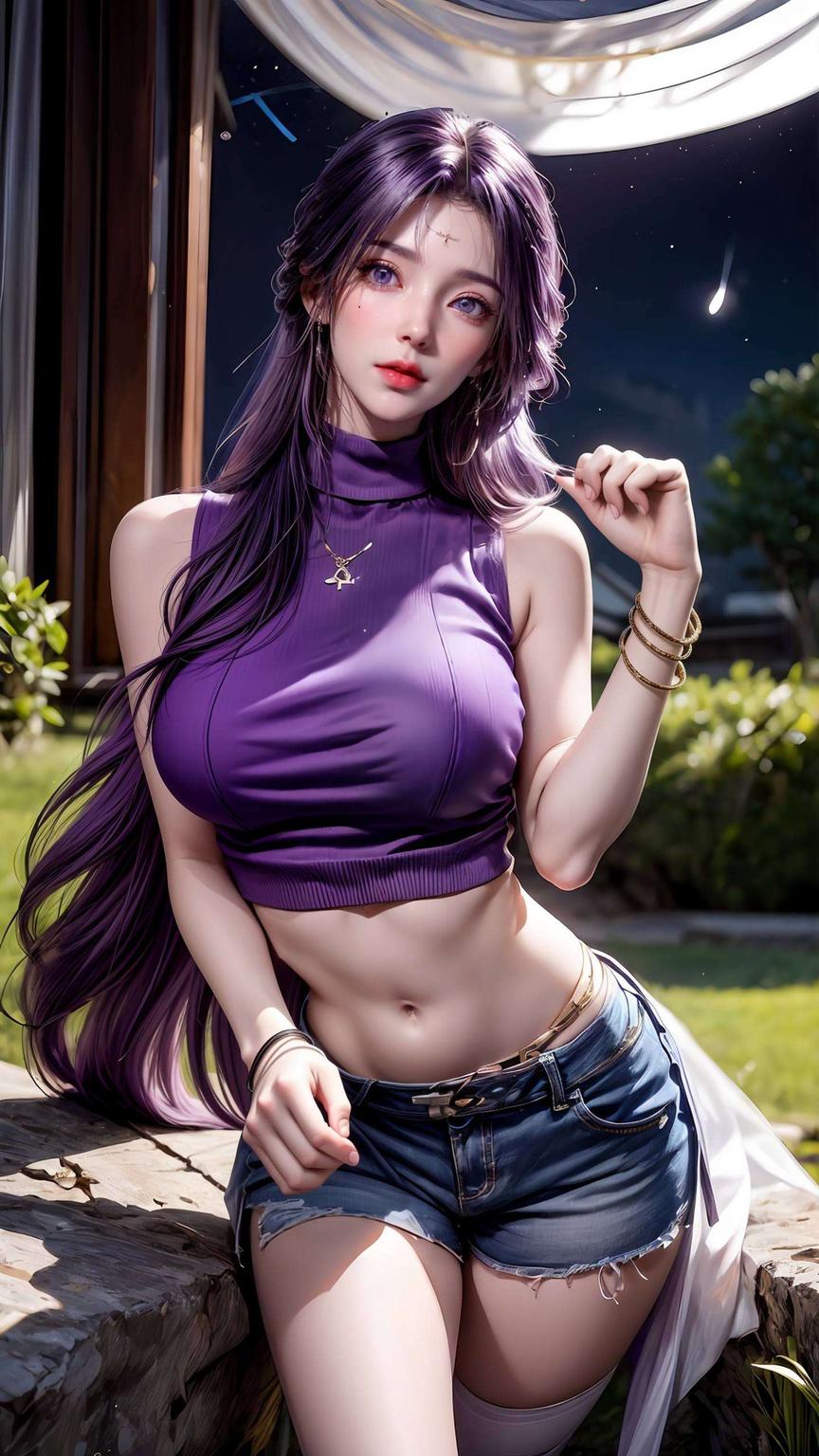 高清画质让云曦的每一个细节都栩栩如生简直是云曦现代装高清壁纸的完美呈现！淡雅紫色调